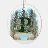 Waterverf Herten Persoonlijk Monogram Letter P Keramisch Ornament (Links)