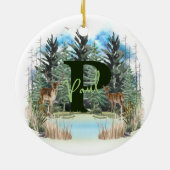 Waterverf Herten Persoonlijk Monogram Letter P Keramisch Ornament (Achterkant)
