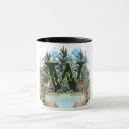 Waterverf Herten Persoonlijk Monogram Letter W Mok