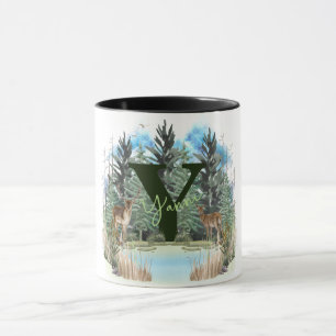 Waterverf Herten Persoonlijk Monogram Letter Y Mok