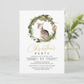 Waterverf Herten Pijnboomkrans Kerstfeest Kaart (Staand voorkant)