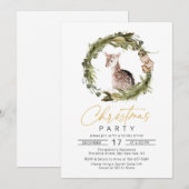 Waterverf Herten Pijnboomkrans Kerstfeest Kaart (Voorkant / Achterkant)