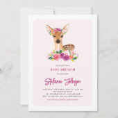 Waterverf Herten Purple Flowers Baby Brunch Kaart (Voorkant)