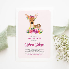 Waterverf Herten Purple Flowers Baby shower Kaart