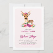 Waterverf Herten Purple Flowers Verjaardagsfeest Kaart (Voorkant)