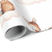 Waterverf Herten Roze Wolk Cadeaupapier (Rol Hoek)