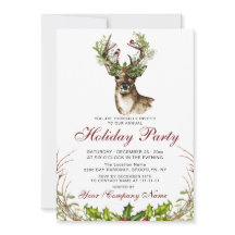 Waterverf Herten, Vogels Holly Berry Vakantie Part