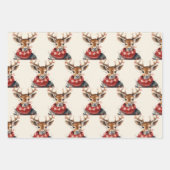  Waterverf & Herten. vrolijk kerstfeest Inpakpapier Vel (Voorkant 2)