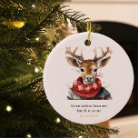 Waterverf & Herten. vrolijk kerstfeest Keramisch Ornament<br><div class="desc">Verspreid de vreugde en warmte van het vakantieseizoen met ons  Waterverf Deer & Merry Christmas collectie. Of u nu hartelijke vakantiegroeten stuurt of uw huis decoreert,  dit ontwerp zal een vleugje elegantie en nostalgie toevoegen aan uw vieringen. Bestel vandaag nog uw exemplaar en maak deze feestdagen echt onvergetelijk.</div>