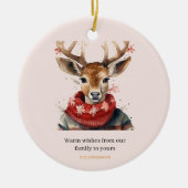  Waterverf & Herten. vrolijk kerstfeest Keramisch Ornament (Voorkant)