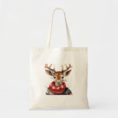  Waterverf & Herten. vrolijk kerstfeest Tote Bag (Voorkant)