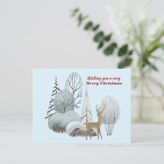 Waterverf herten wensen u een heel vrolijk kerstfe briefkaart (Staand voorkant)