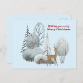 Waterverf herten wensen u een heel vrolijk kerstfe briefkaart (Voorkant / Achterkant)