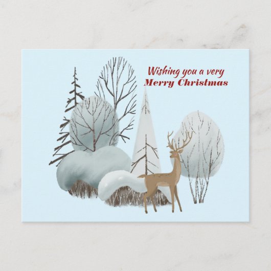 Waterverf herten wensen u een heel vrolijk kerstfe briefkaart (Voorkant)