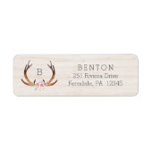 Waterverf Hertengewei met bloemboeket Etiket (Voorkant)