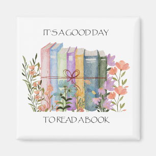 Waterverf "Het is een goede dag om een boek te lez Magneet