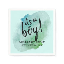 Waterverf Het Is Een Jongen Baby Shower Papier