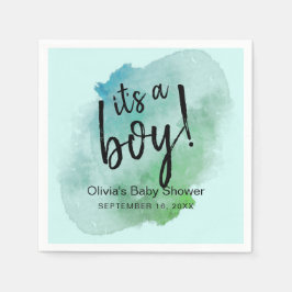 Waterverf Het Is Een Jongen Baby Shower Papier Servet