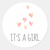 Waterverf Het is een meisje Baby shower Ronde Sticker (Voorkant)