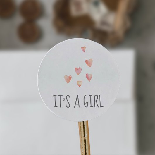 Waterverf Het is een meisje Baby shower Ronde Sticker