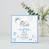 Waterverf het is jongen blauw Boho Nursery Baby Sh Kaart (Staand voorkant)