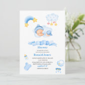 Waterverf het is jongen Blue Boho Nursery Baby Sho Kaart (Staand voorkant)