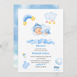 Waterverf het is jongen Blue Boho Nursery Baby Sho Kaart