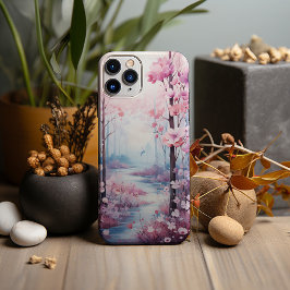 Waterverf, het roze bos Case-Mate iPhone case