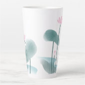Waterverf Het Schilderen Lotus Floral Freehand Tek Latte Mok (Voorkant)