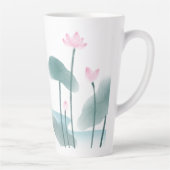 Waterverf Het Schilderen Lotus Floral Freehand Tek Latte Mok (Rechts)