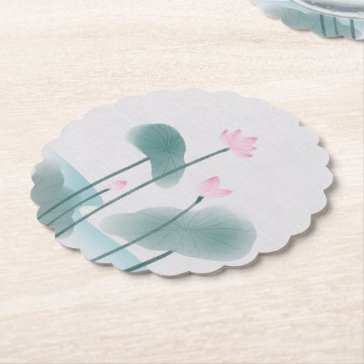 Waterverf Het Schilderen Lotus Floral Kartonnen Onderzetters (Gekanteld)