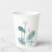 Waterverf Het Schilderen Lotus Floral Papieren Bekers (Achterkant)