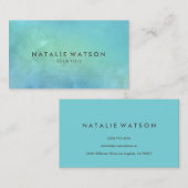 Waterverf het Schilderen Moderne Minimale Turquois Visitekaartje (Voorkant / Achterkant)