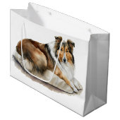 Waterverf Het Schilderen Ruwe Collies Groot Cadeauzakje (Voorkant Gekanteld)