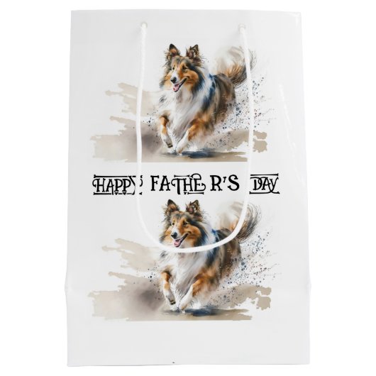 Waterverf Het Schilderen Ruwe Collies Medium Cadeauzakje (Achterkant)