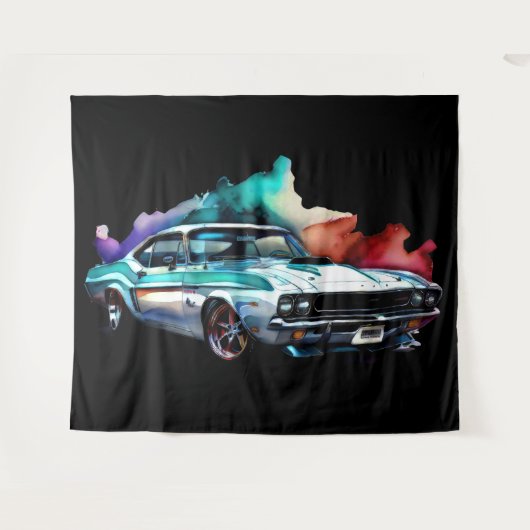 Waterverf het Schilderen  Spierauto Wandkleed (Voorkant (horizontaal))