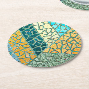 Waterverf Het Schilderen Stone Mosaic + uw ideeën Ronde Kartonnen Onderzetter