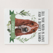 Waterverf Het Schilderen van een Basset Hond op ee Legpuzzel (Horizontaal)