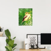 Waterverf Het Schilderen van Sparrow Bird in Tree Poster (Thuiskantoor)