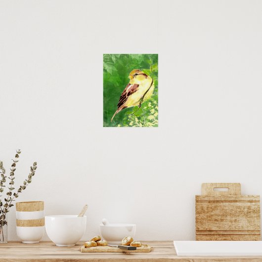 Waterverf Het Schilderen van Sparrow Bird in Tree Poster (Keuken)