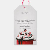 Waterverf hete chocolade aangepaste boodschap Kers Cadeaulabel (Achterkant)