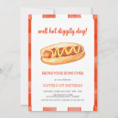 Waterverf Hete Dog Kinderen van Birthday Party Kaart (Voorkant)