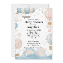Waterverf Hete Luchtballon Baby shower Invitation