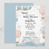 Waterverf Hete Luchtballon Baby shower Invitation Kaart (Voorkant / Achterkant)