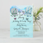 Waterverf Hete Luchtballon Baby shower Invitation Kaart (Staand voorkant)