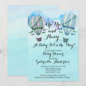 Waterverf Hete Luchtballon Baby shower Invitation Kaart (Voorkant / Achterkant)