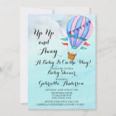 Waterverf Hete Luchtballon Baby shower Invitation Kaart (Voorkant)