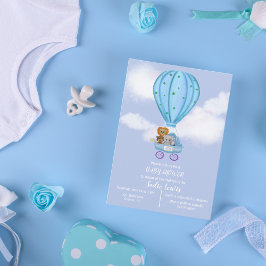 Waterverf Hete Luchtballon Baby shower Jongen Kaart