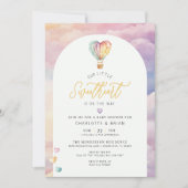 Waterverf Hete Luchtballon Baby shower Uitnodigen Kaart (Voorkant)