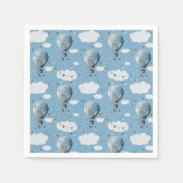 Waterverf Hete Luchtballon Blauw // Verjaardag van Servet